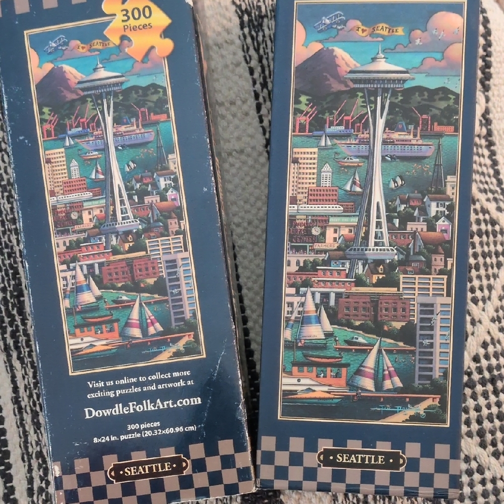 Dowdle Folk Art Seattle 300-Piece Jigsaw Puzzle With Decorative Box.